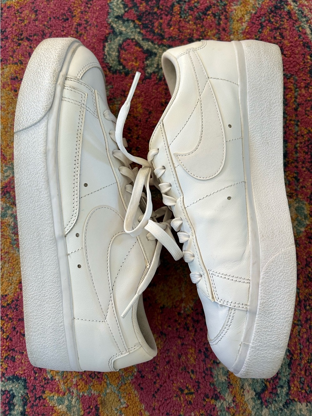 Nike | Women’s Triple White Leather Platform Blazer Low-Top Platform Shoes 10.5 - Picture 11 of 16